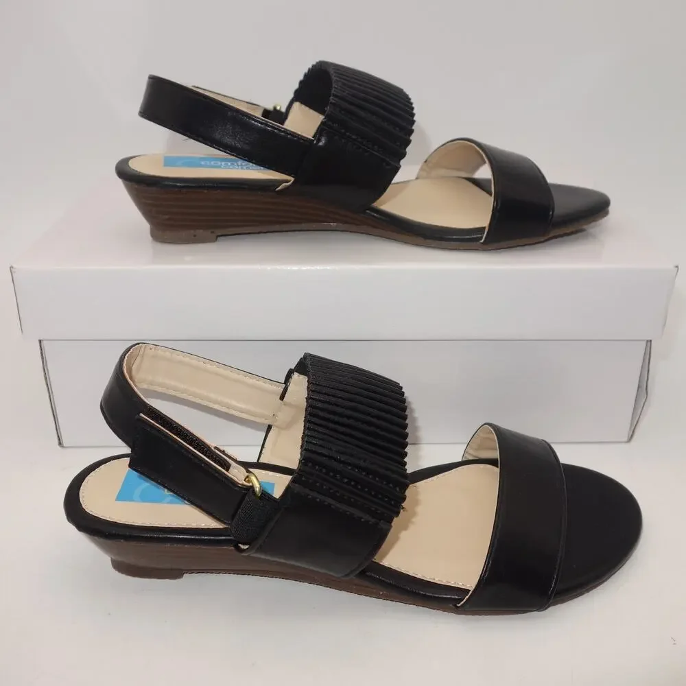 New in Box Comfort Corner BLACK Sandals Low Heel Women's 7